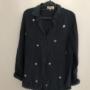 Cloth & Stone Dark Blue Star Button Down Shirt